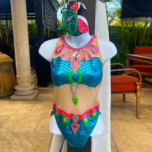 Professional Synchro Artistic Swimming Mermaid Swimsuit w/head piece - Picture 5 of 16